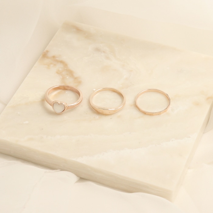 セットリング 13号 ハート シンプル 3本セット | リング,セットリング