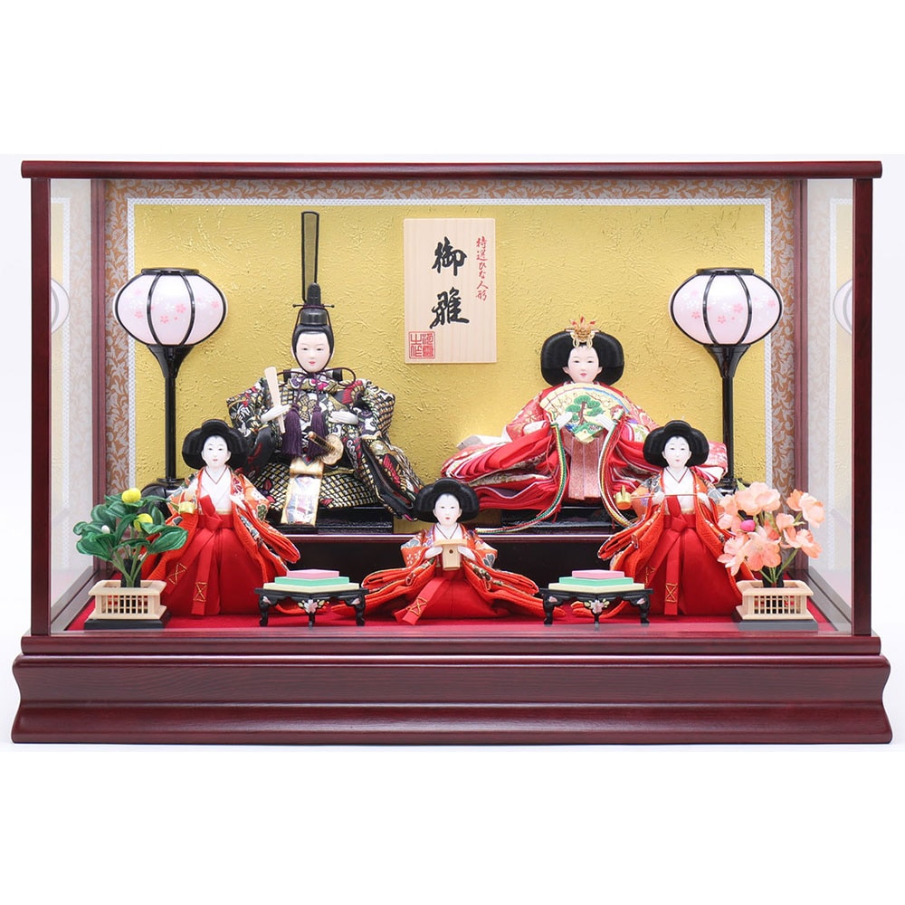 雛人形 お祝い ひな人形 ケース飾り 2段 二段 5人飾り 五人飾り ケース
