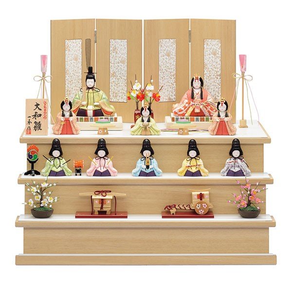 雛人形 木目込み 一秀作 コンパクト ひな人形 十人飾り 三段飾り 3段