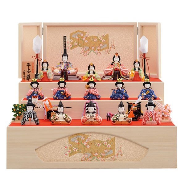 雛人形 木目込み 一秀 15人飾り 十五人 3段段飾り 収納飾り 三段
