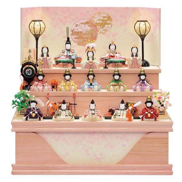 雛人形 木目込み 一秀作 コンパクト ひな人形 15人 十五人飾り 収納