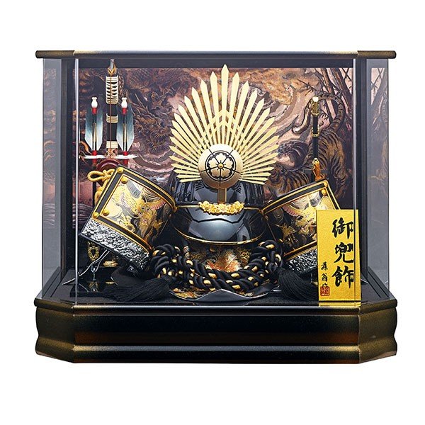 五月人形 織田信長 ケース飾り 着用 兜飾り 着用 織田 205-785 黒金色