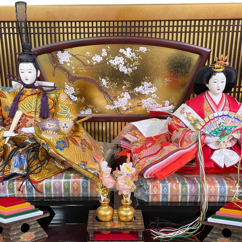 雛人形 久月 ひな人形 お祝い 三段飾り 段飾り 西陣織金襴 秀峰雛 駿河