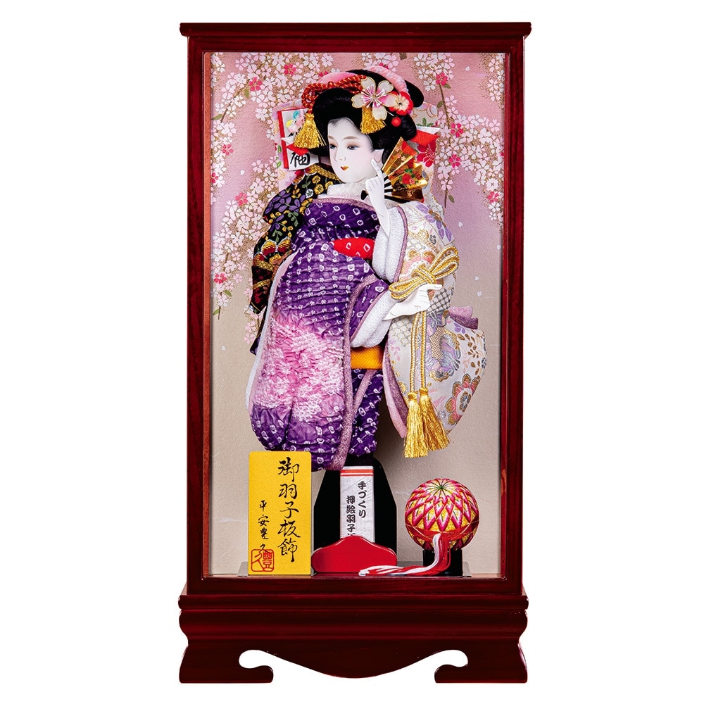 羽子板 お祝い 羽子板飾り 初正月飾り 13号 京華 ケース飾り 赤 ガラス