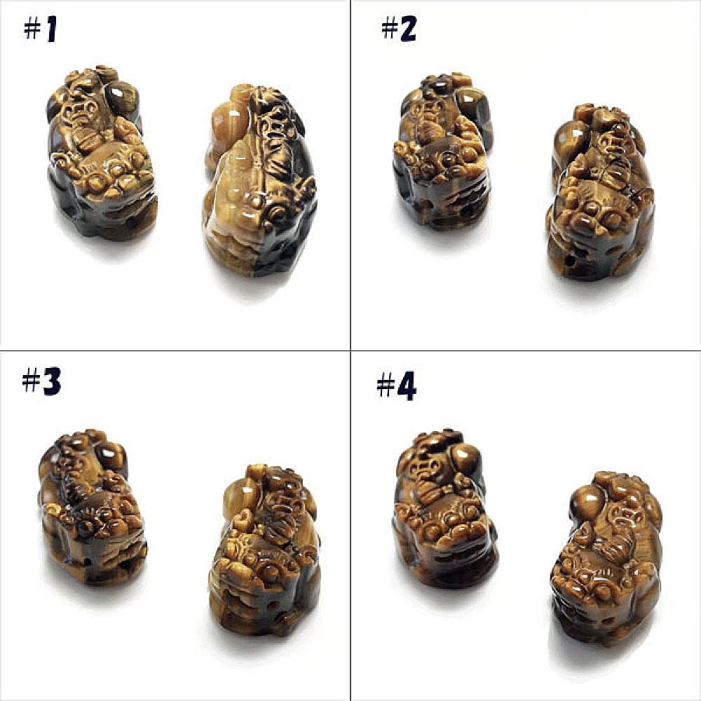 ちび貔貅 【ヒキュウ】〜置物雌雄ペアセット(小サイズ)〜イエロー