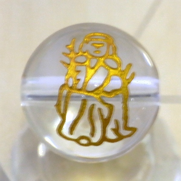金塗り＞手彫り【七福神】（水晶） 14mm丸玉♪ 穴有り | 天然石一覧