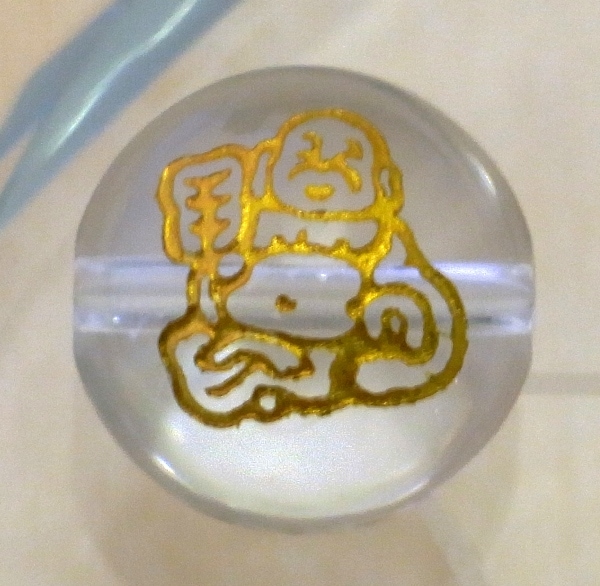 金塗り＞手彫り【七福神】（水晶） 14mm丸玉♪ 穴有り | 天然石一覧