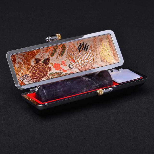 実印 宝石印 紫水晶（アメジスト） 18ミリ丸 ｜手彫り仕上げ職人印鑑