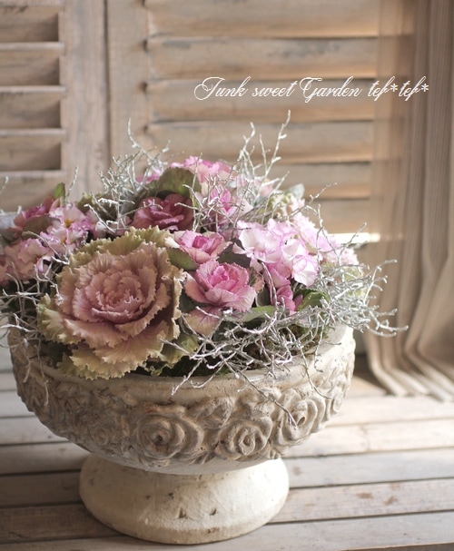 アンティークな大人ピンクの寄せ植え 1点もの】大人ピンクアラモードの寄せ植え - ichirinka-87 | minne