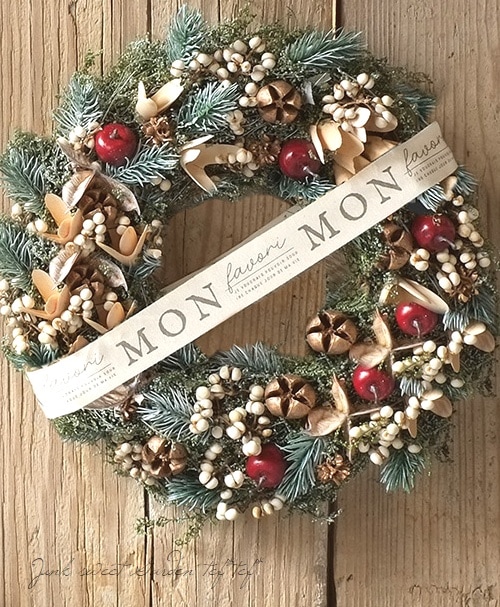 雑貨】 【冬・クリスマス】 ナチュラルリース 『幸せの住まい』 L