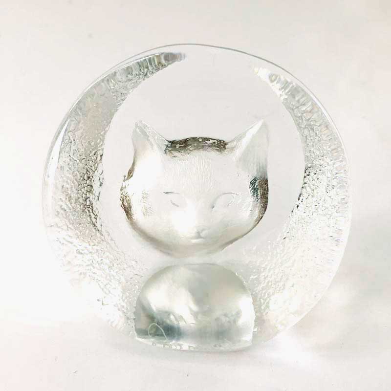 マッツジョナサン 猫のクリスタルガラスのペーパーウェイト