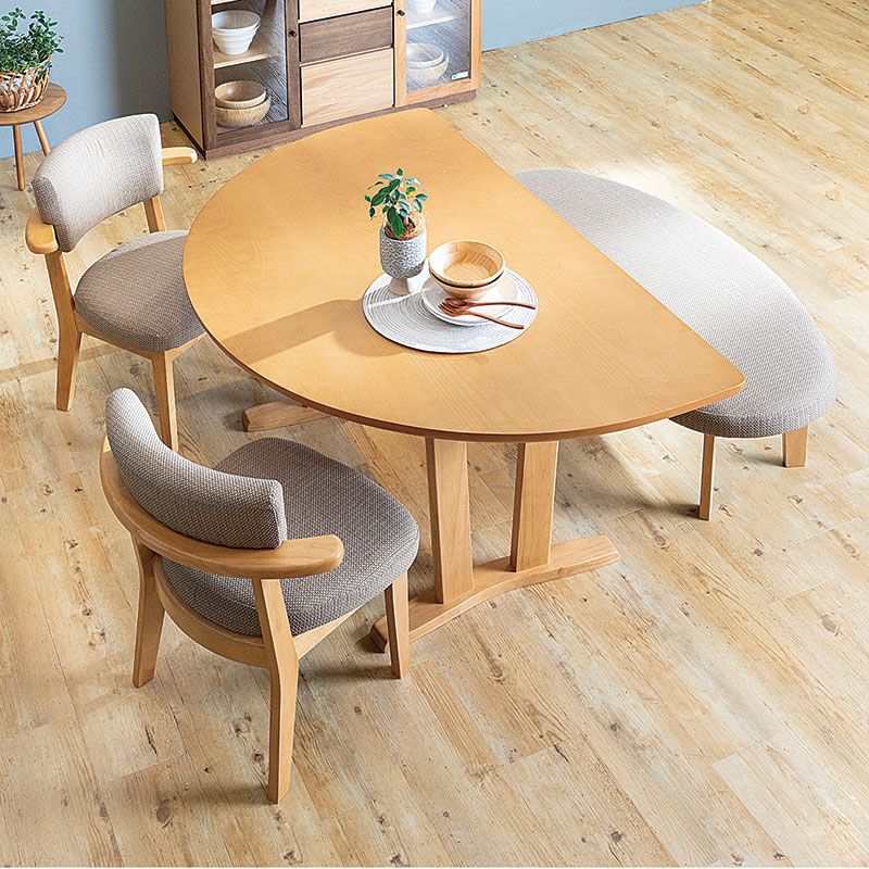 ダイニング4点セット DARTS2 テーブル150半円 + ベンチ + チェア2脚