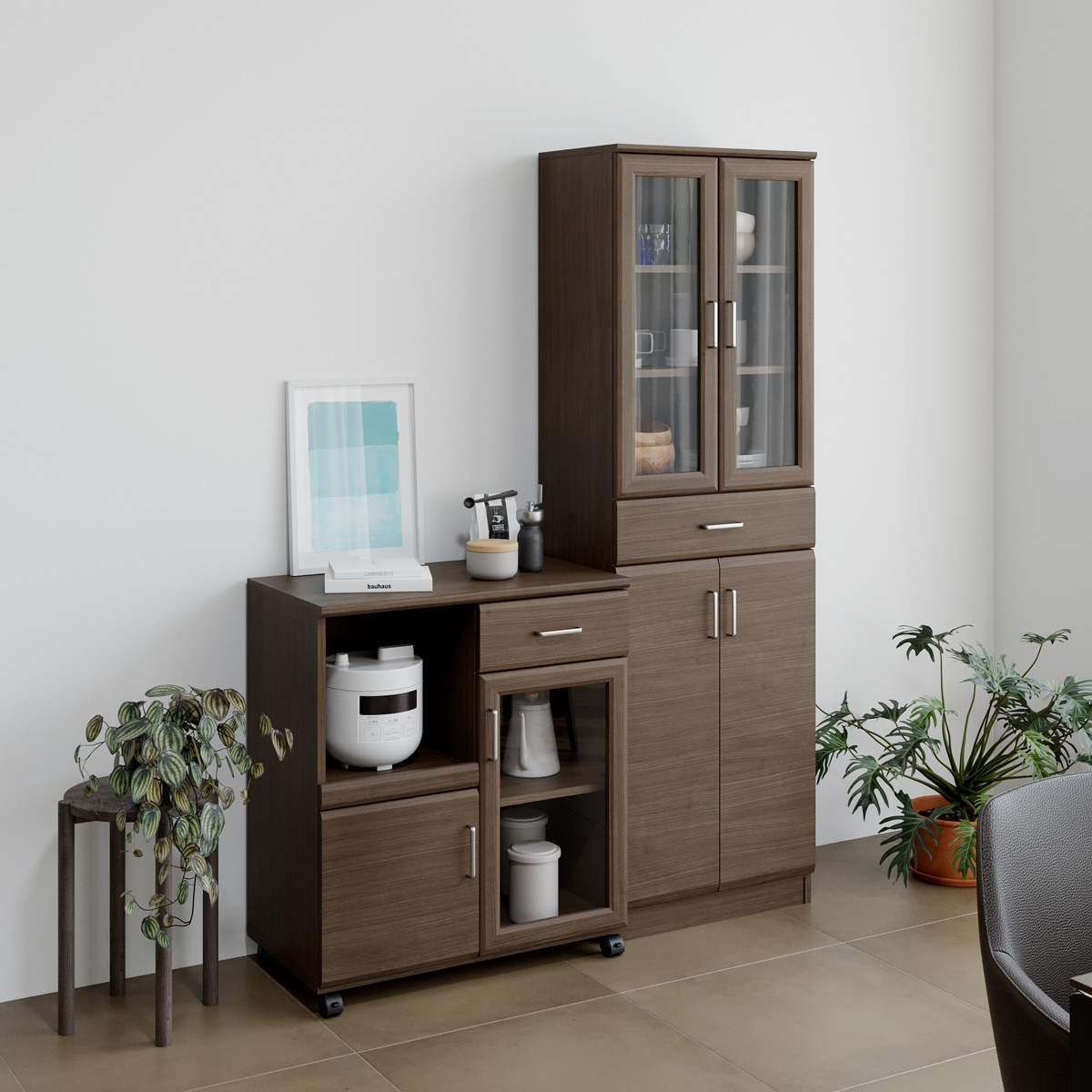 食器棚 ベアルモ BRM-1855DGH 白井産業【お客様組立商品】の通販｜東京