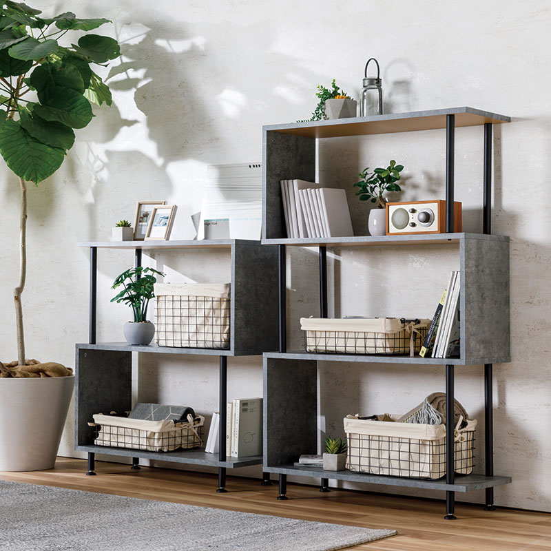 シェルフ コンクリート調シェルフ IF-CS3 3段 / IF-CS4 4段 CT/BK