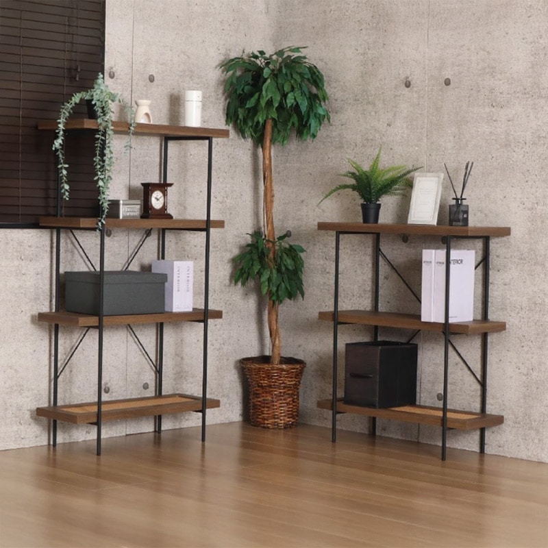 ラタン調シェルフ IF RA-4 BROAK ブラウンオーク【お客様組立商品】の