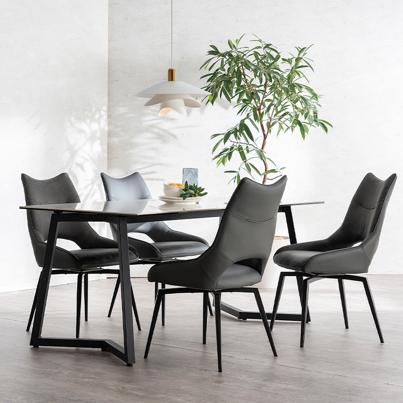 セラミックテーブル SIGN DT GLOSS-MWH + CODE LEG BK【大型商品配送