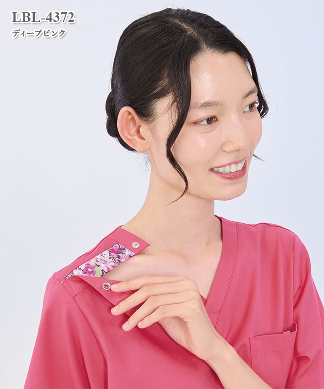 リバティフラワープリント男女兼用スクラブ半袖[ナガイレーベン製品