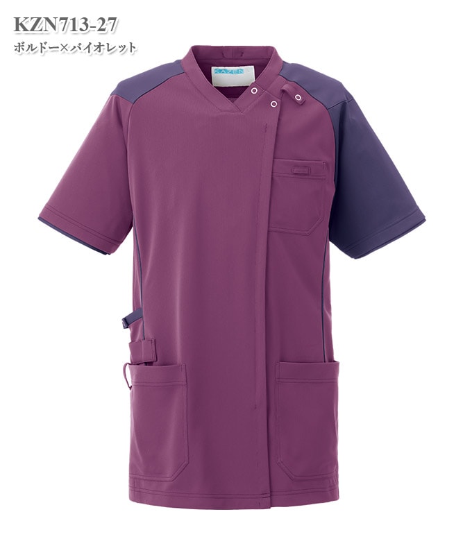男女兼用スクラブジャケット半袖[KAZEN製品] KZN713｜THS-白衣通販・販売