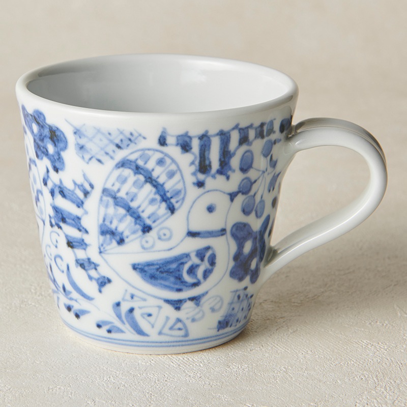 砥部焼 陽貴窯】マグカップ 鳥更紗 | 特産品別,砥部焼 | 砥部焼通販