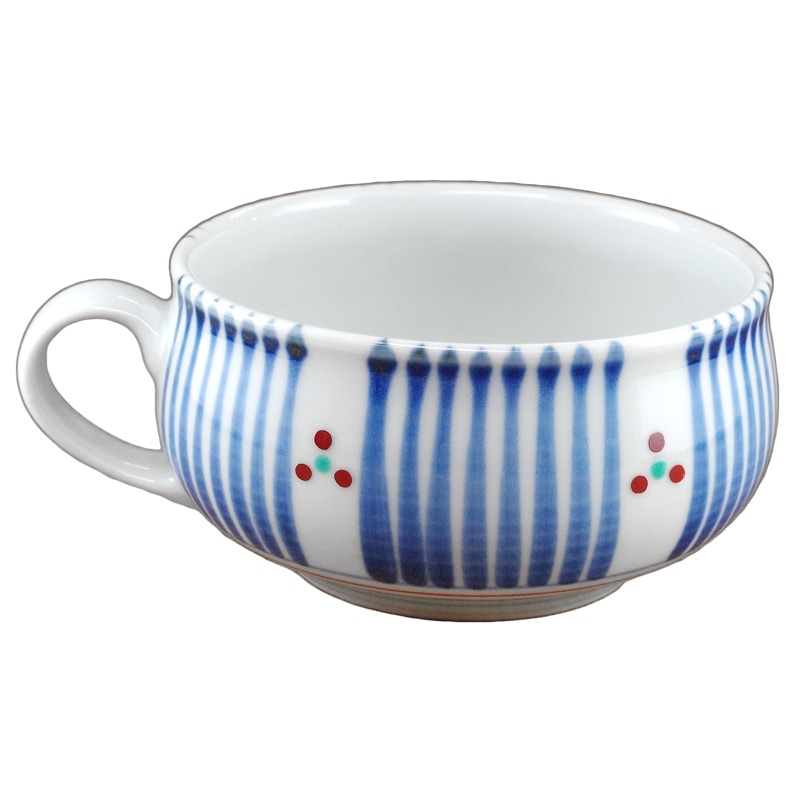 砥部焼 梅山窯 スープカップ（十草三つ文）【和食器通販e-tobeyaki.com】