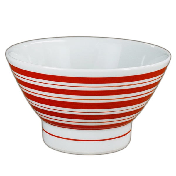 砥部焼 梅山窯 くらわんか茶碗（大）赤こま【和食器通販e-tobeyaki.com】