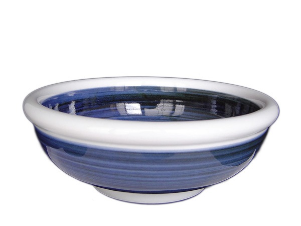 砥部焼・梅山窯・7寸玉縁鉢（ゴス巻）【和食器通販e-tobeyaki.com】