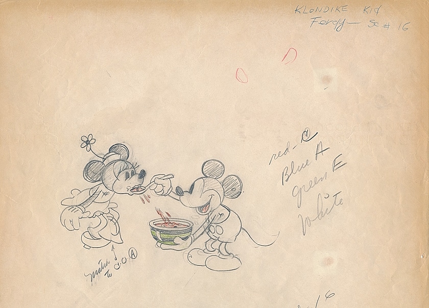 The Klondike Kid (ミッキーの黄金の街は大騒ぎ)」で使われた手描き