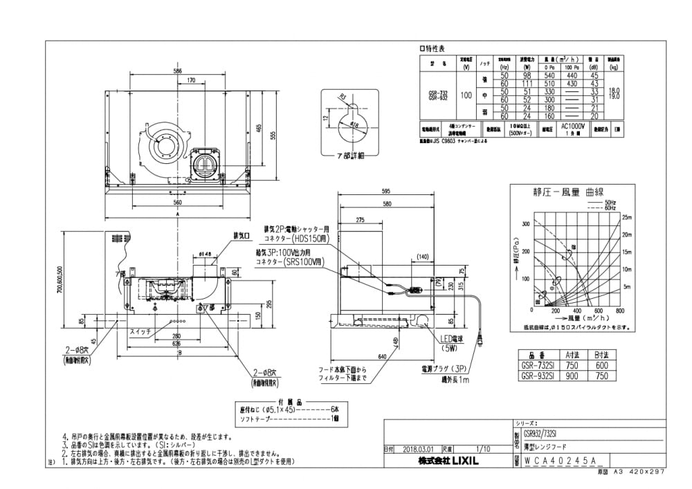 レンジフード 富士工業製（LIXIL） GSR-932SI 間口90cm シルバー 壁付