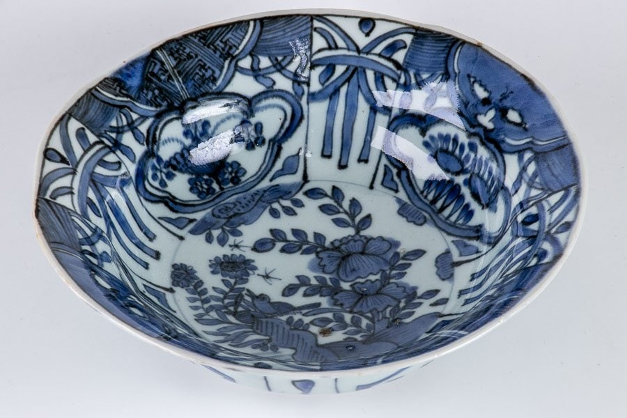 古伊万里 染付芙蓉文様長皿 五客 成化年製 江戸後期 料理屋 花草文様