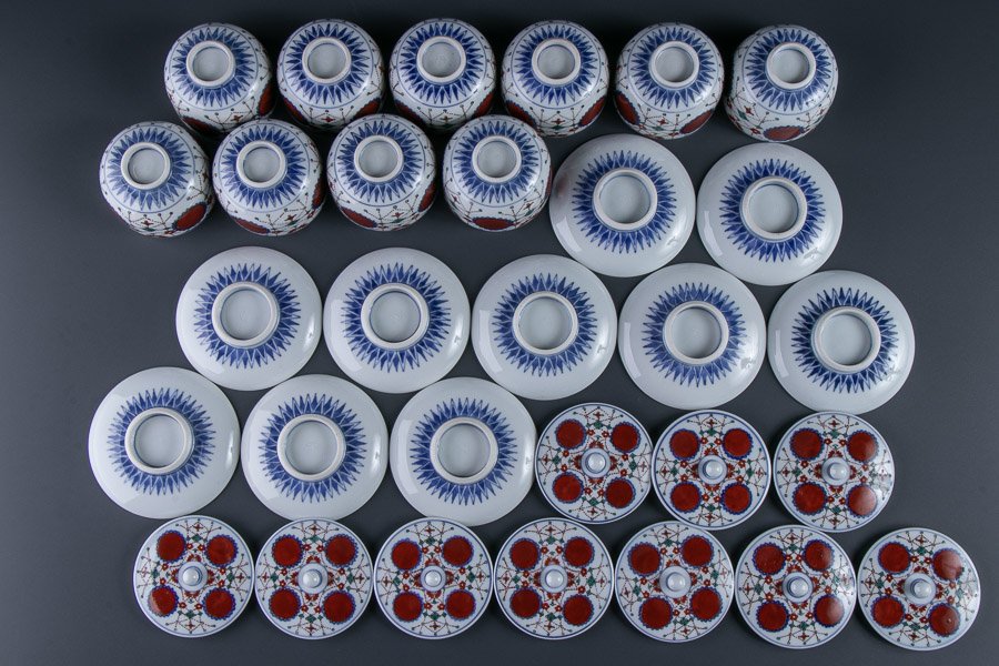 京焼】 赤玉瓔珞蓋付煎茶碗 汲出茶碗 10客セット 共箱 10409 | すべて