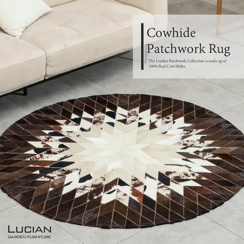 ラグ 本革 牛革 ハラコラグ 円形 ダーク | インテリア雑貨,ラグ