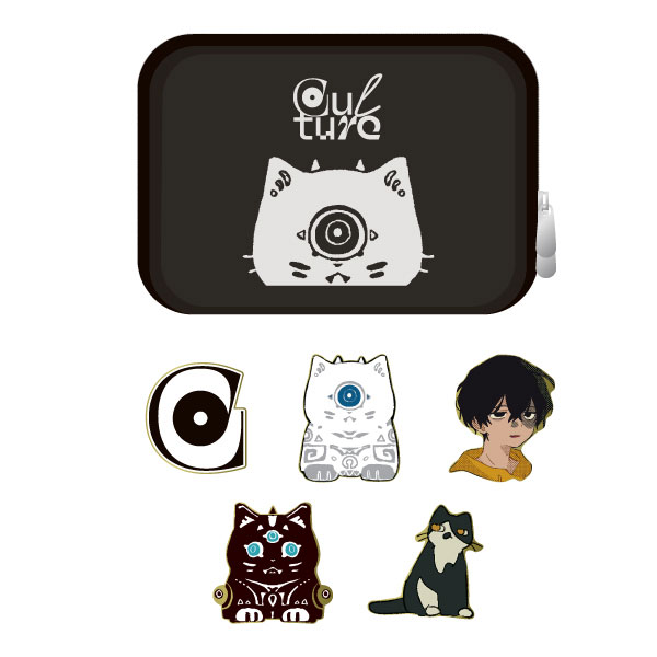 Culture PINS SET with neko GADGET CASE カルチャーピンズセット ネコ