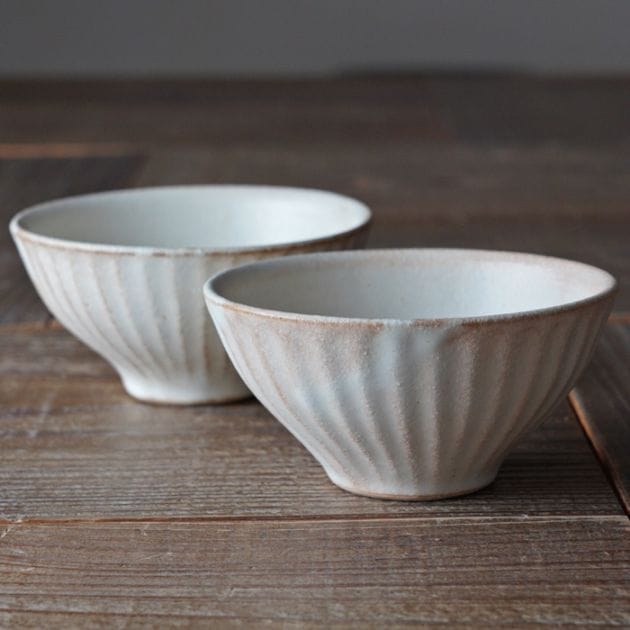 kinariしのぎ ご飯茶碗 ペアセット 益子焼 (お茶碗ペア セット 大小