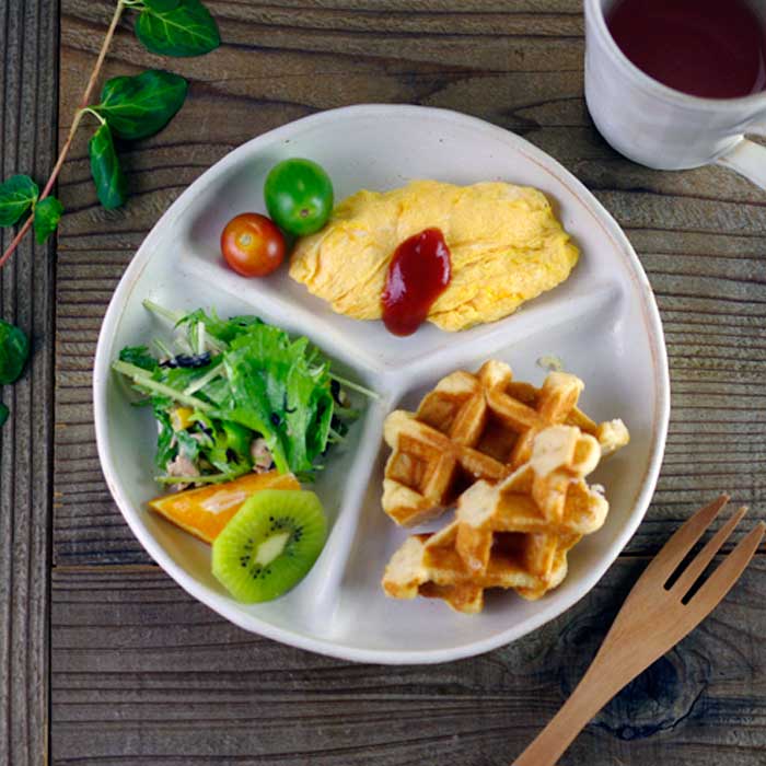 ランチプレート（Y字型仕切り）kinari 益子焼 3つ仕切り 丸皿 洋風 和