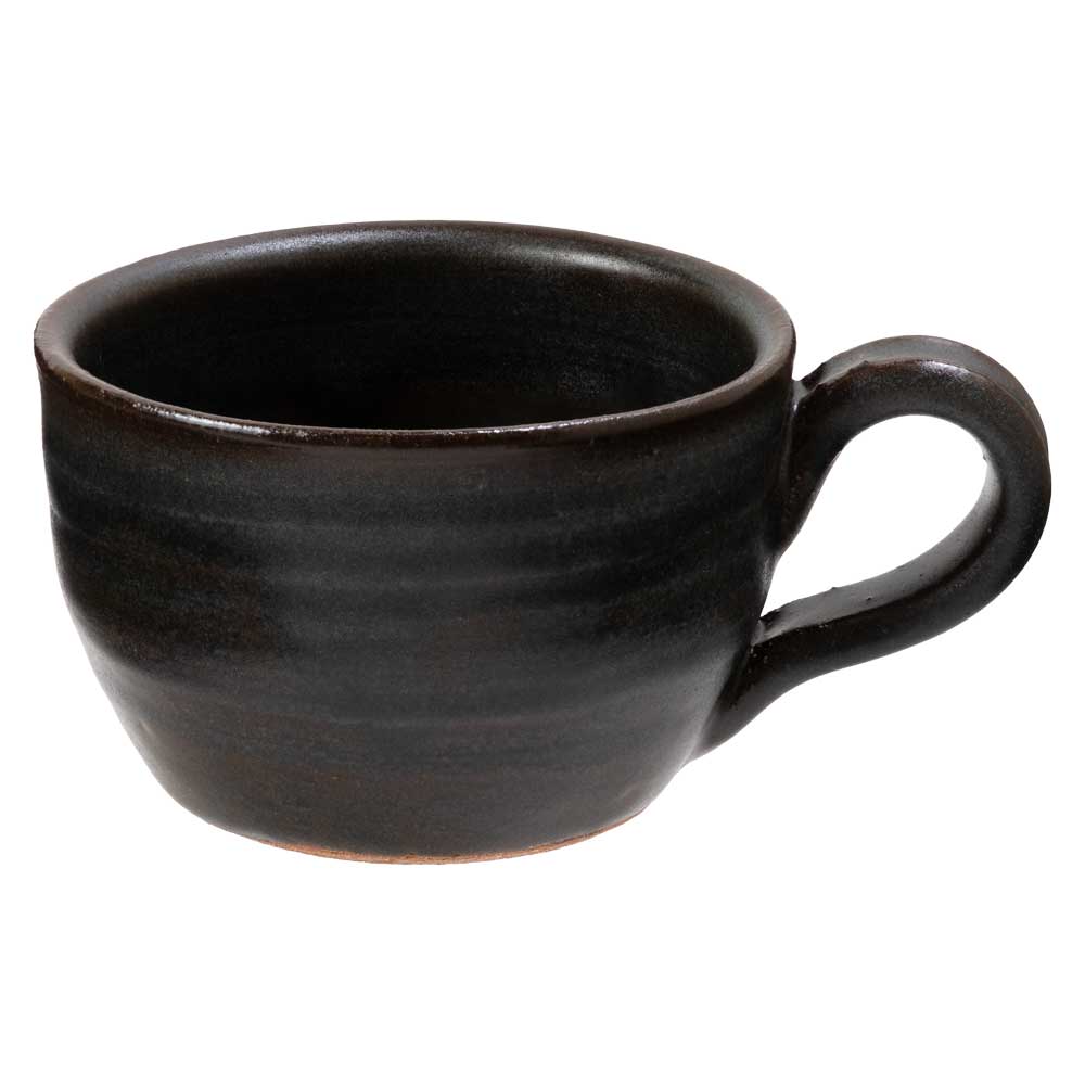 信楽焼 カフェオレボウル 黒 丸みのある柔らかいフォルムの陶器