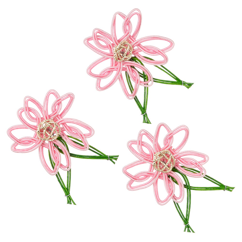 飾り水引 桜（さくら） 3個入り 水引細工 貼り付け用テープなし