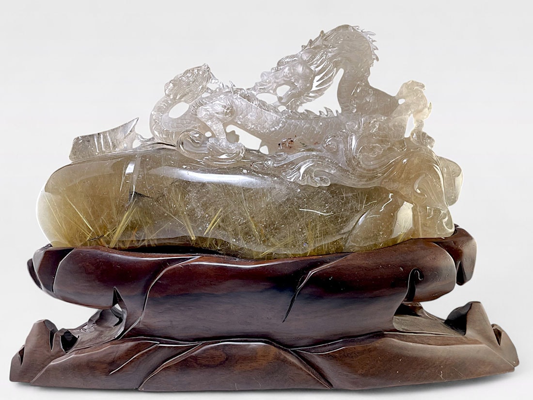 最強パワーストーン 双龍 スモーキールチルクォーツ 龍神【鑑定書付き