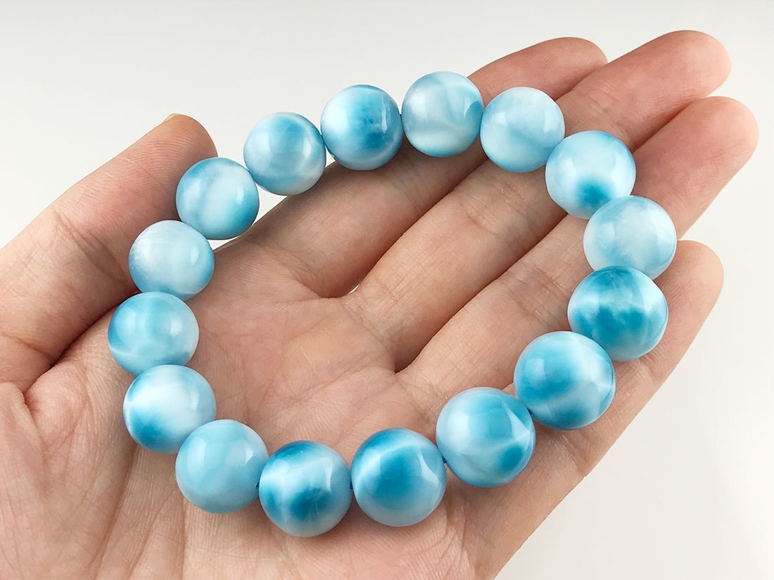 高品質】ドミニカ共和国産 ラリマー 12mm ブレスレット