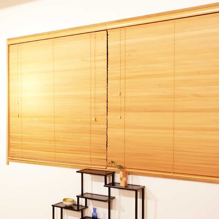 ウッドブラインド ナチュラル I型バランス付き スラット50mm幅 幅190x