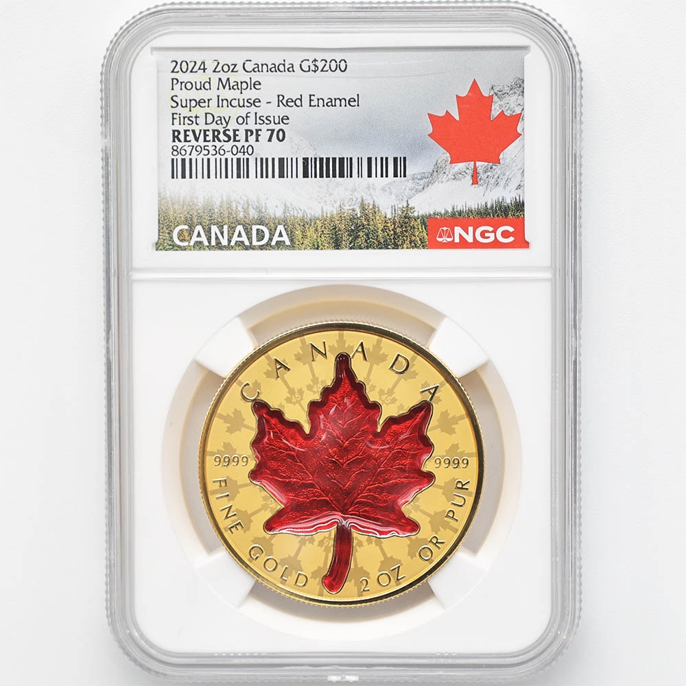 日本独占販売 2024 カナダ エリザベス2世 メイプルリーフ 200カナダ