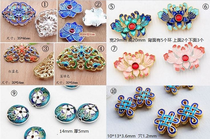 七宝焼きアクセサリービーズ 中国景泰藍ビーズ 中国結びパーツ | 伝統