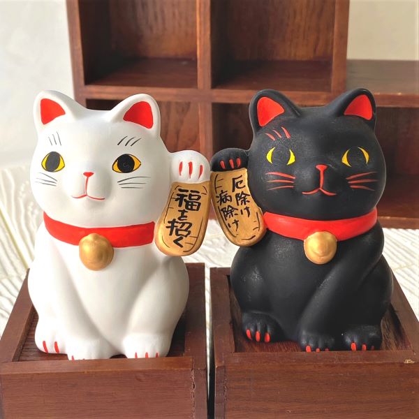 猫雑貨 置物 猫グッズ ハンドメイド 招き猫 ねこ [白黒・小判猫] 2種類