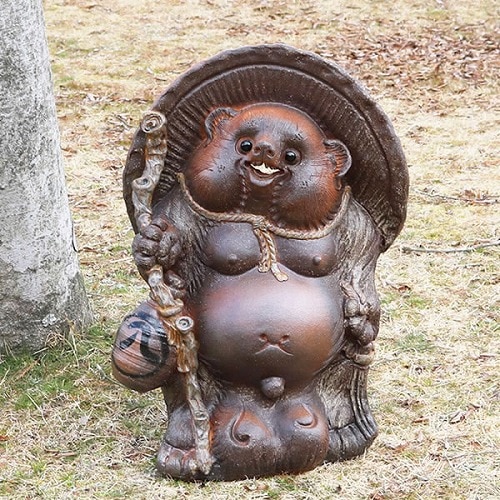 信楽焼 たぬき 古狸菴窯作 信楽焼き20号ひねり手作りたぬき 陶器タヌキ