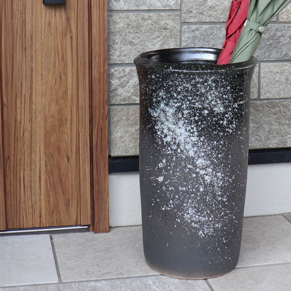 信楽焼傘立て 青胴丸耳付き 高さ44cm 信楽焼傘立て 青胴丸耳付き 高