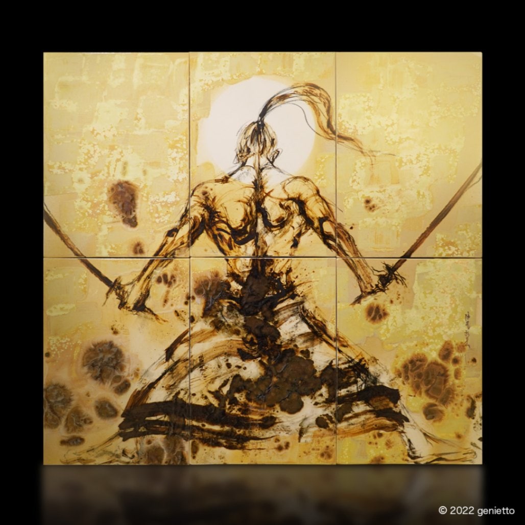 直筆陶墨画「克己不撓」 | 墨絵・陶墨画アーティスト 西元祐貴 Yu-ki