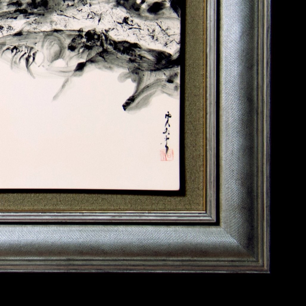 直筆陶墨画「白峰種蒔」 | 墨絵・陶墨画アーティスト 西元祐貴 Yu-ki