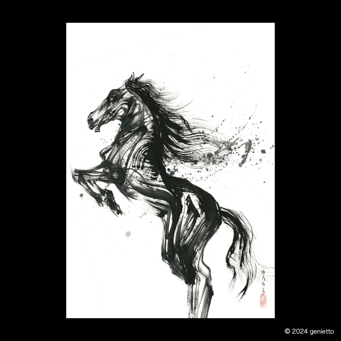 新作 】跳ね馬 | 墨絵・陶墨画アーティスト 西元祐貴 Yu-ki Nishimoto