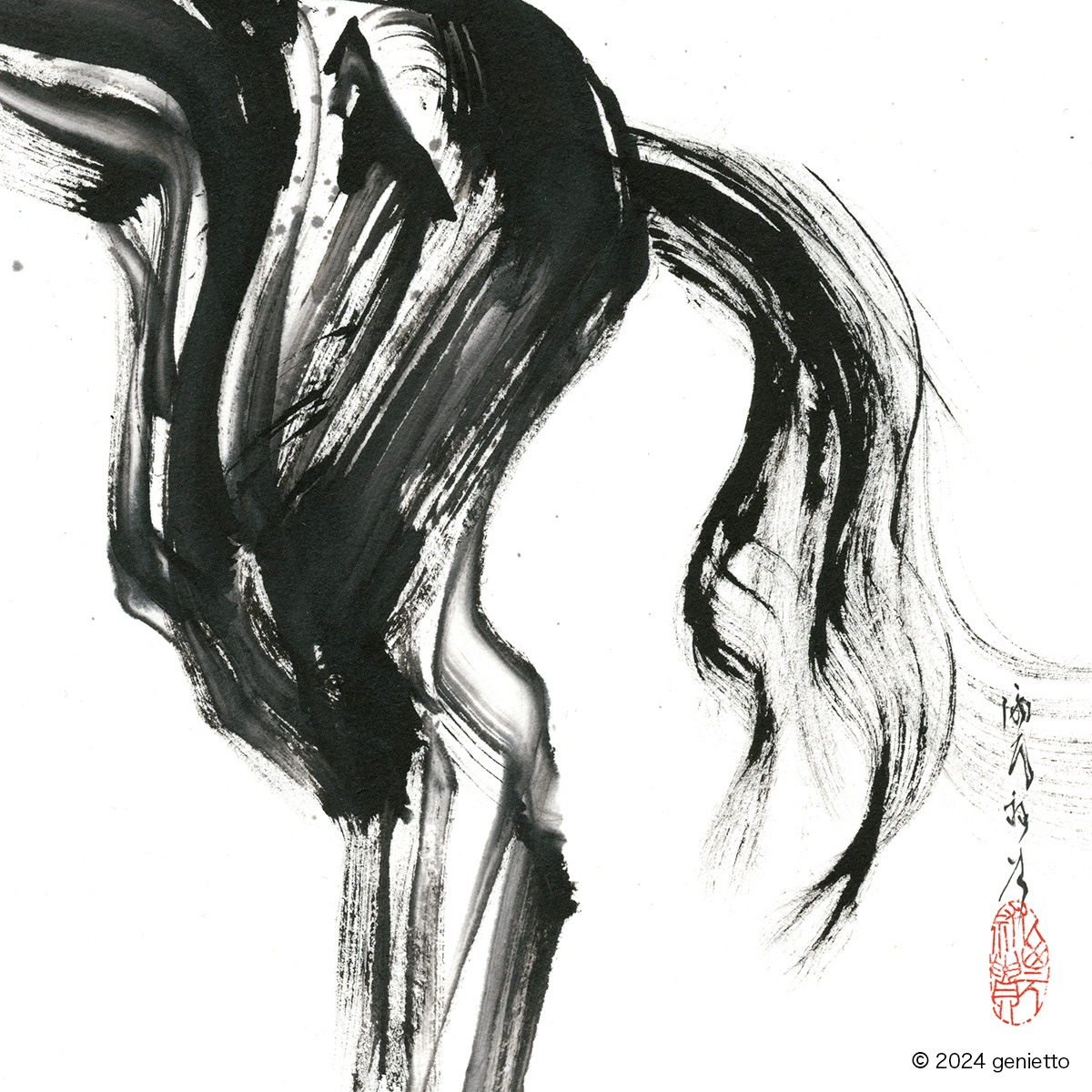 新作 】跳ね馬 | 墨絵・陶墨画アーティスト 西元祐貴 Yu-ki Nishimoto