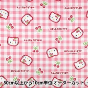 数量5から】 生地 『オックス ハローキティ さくらんぼ ブルー 832049