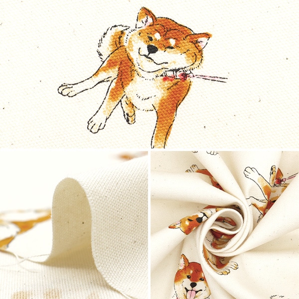 数量5から】 生地 『オックス 柴犬 キナリ AP42109-2A』 生地,柄から